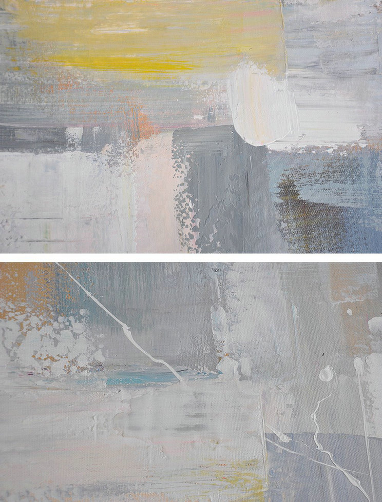 Abstract Painting Extra Large Canvas Art,Oversized Palette Knife Contemporary Art,Contemporary Artwork,Grey,White,Blue,Yellow.etc
